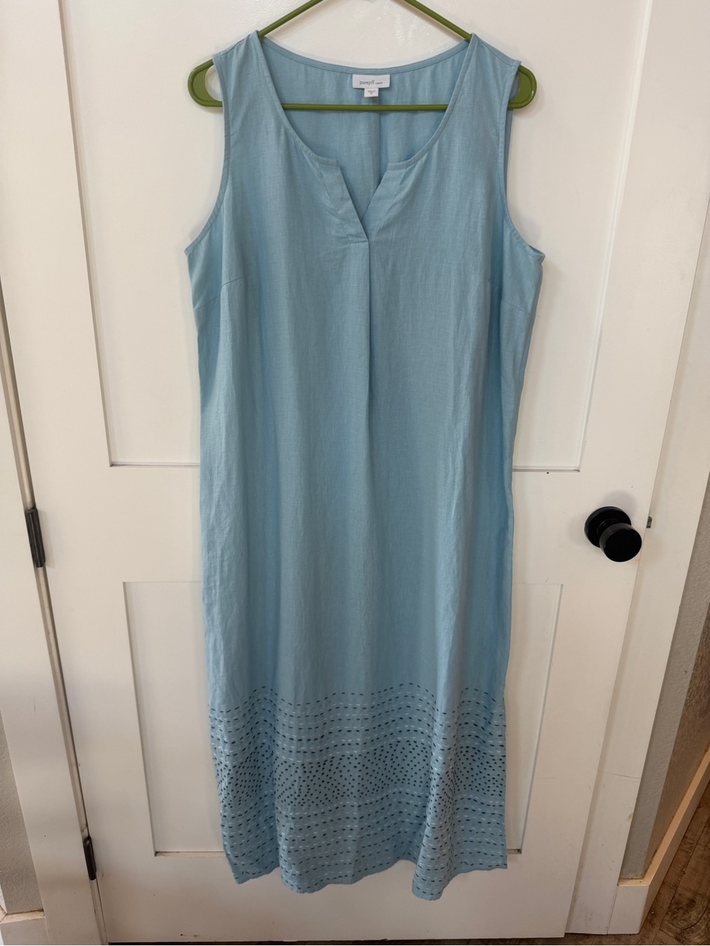 Pure Jill medium Sleeveless Light Blue linen maxi Dress